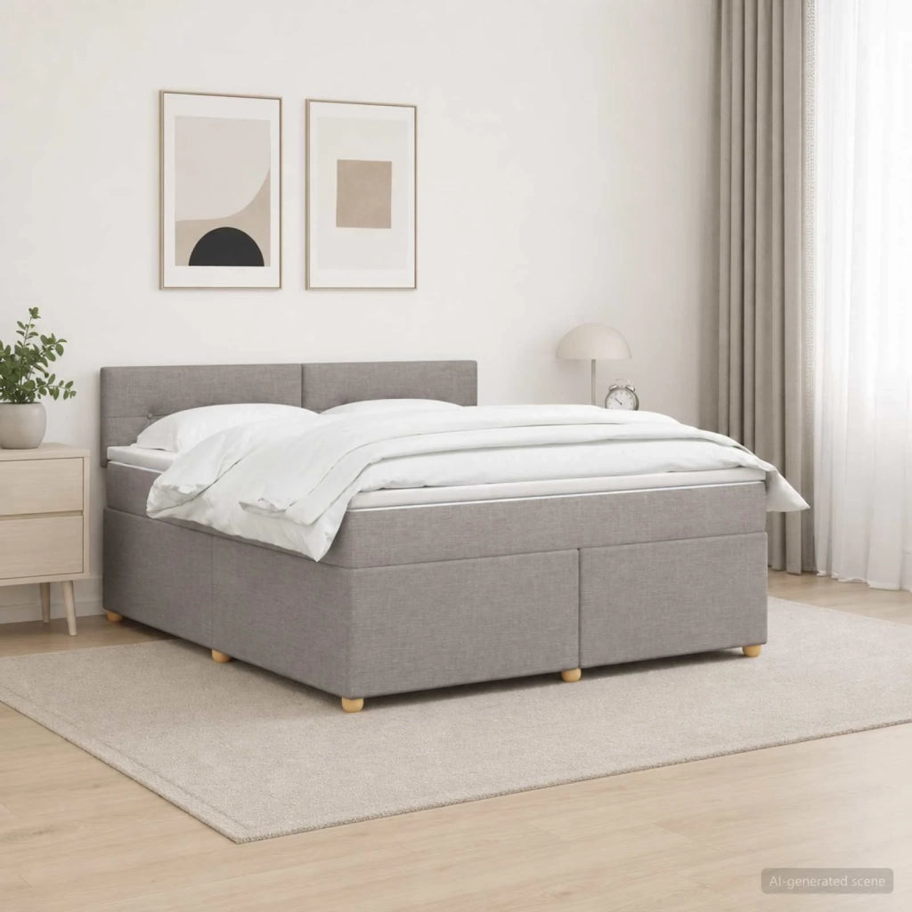 Letto box spring con materasso Tortora 160 x 200 cm Tessuto 3450997