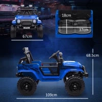 Macchina per Bambini Elettrica Fuoristrada 12V con Doppio Motore, Età 3-6 Anni, Telecomando e Luci, Blu