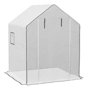 COPERTURA PE PER SERRA DA GIARDINO CON PORTA A CERNIERA E FINESTRE, 140X143X190CM, BIANCO
