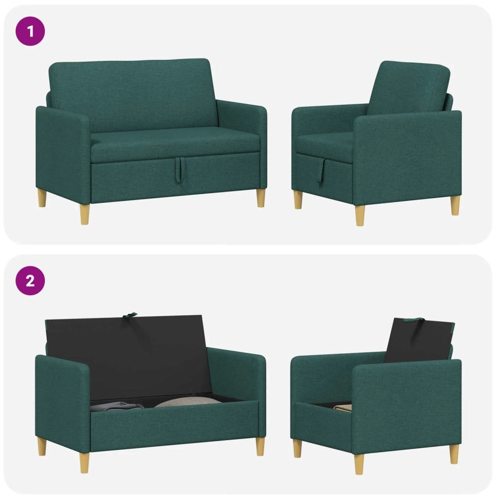 Set di Divani con Storage 2 pcs Verde Scuro Poliestere 3429153