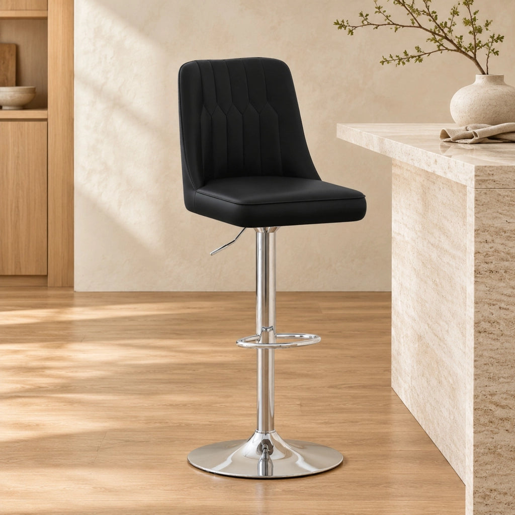 Set 2 sgabelli da bar regolabili nero argento 360° in similpelle per isola cucina