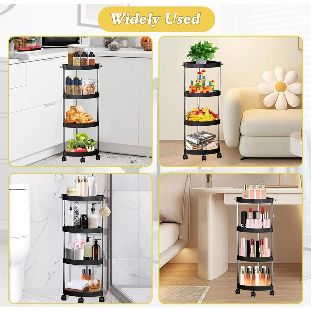 Trade Shop - Carrello Mensole Angolari 4 Livelli Con Ruote Portaoggetti Supporti Soggiorno Bagno Cucina -