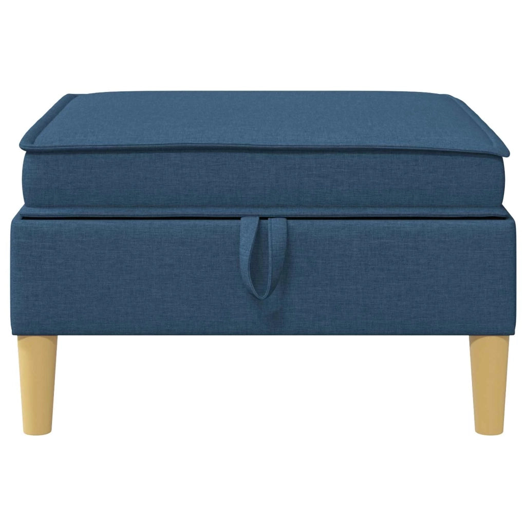 Pouf con Storage Blu Tessuto