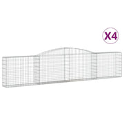 Set di 4 gabbioni ad arco per recinzione gabbia o muro di contenimento 400 x 30 x 80/100 cm ferro zincato argento 02_0041489