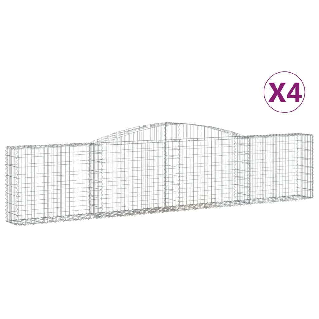 Set di 4 gabbioni ad arco per recinzione gabbia o muro di contenimento 400 x 30 x 80/100 cm ferro zincato argento 02_0041489