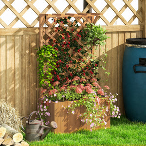 Letto per Orto Rialzato con Traliccio per Rampicanti e Pergola Superiore 64x33x122 cm in Legno di Abete