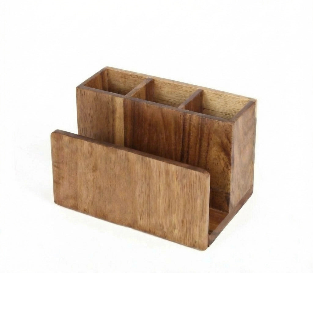 Organizer Posate con Porta-tovaglioli Bambù Naturale 4 Scomparti per Cucina Marrone Cheffinger