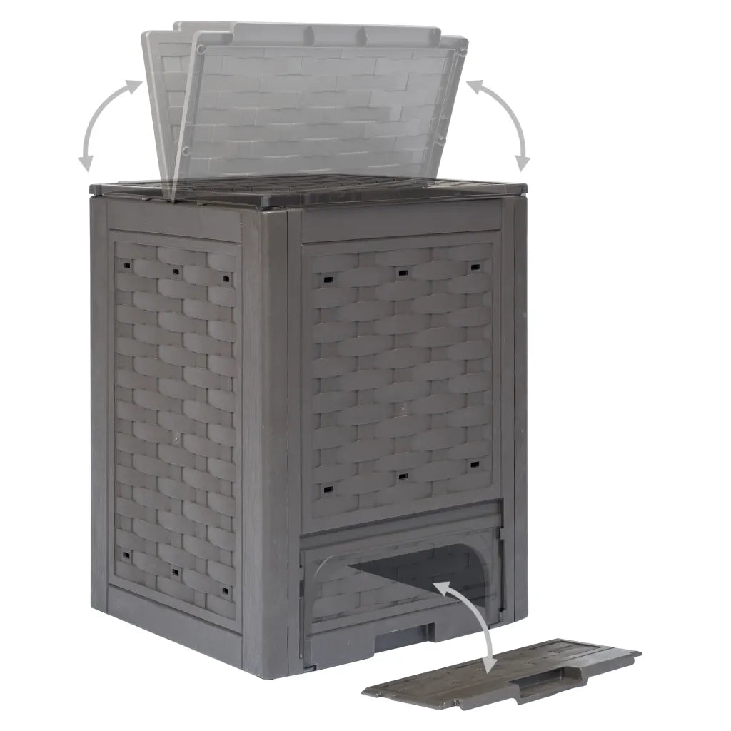Compostiere 2 pz Marrone 60x60x83cm 600 L in Rattan di Plastica 278917