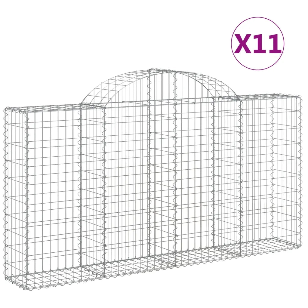Cesti Gabbioni ad Arco 11 pz 200x30x100/120 cm Ferro Zincato 3146119