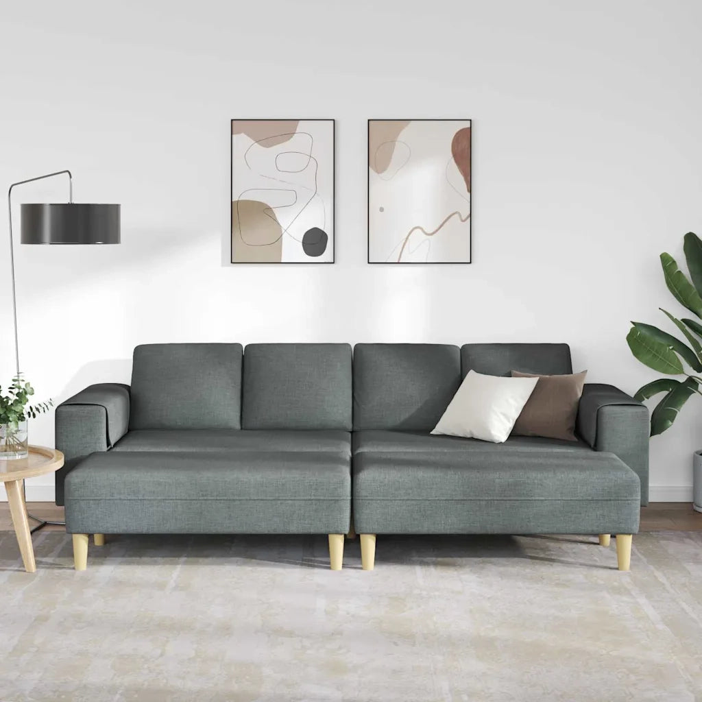Set di divani 3 pcs Grigio scuro Tessuto