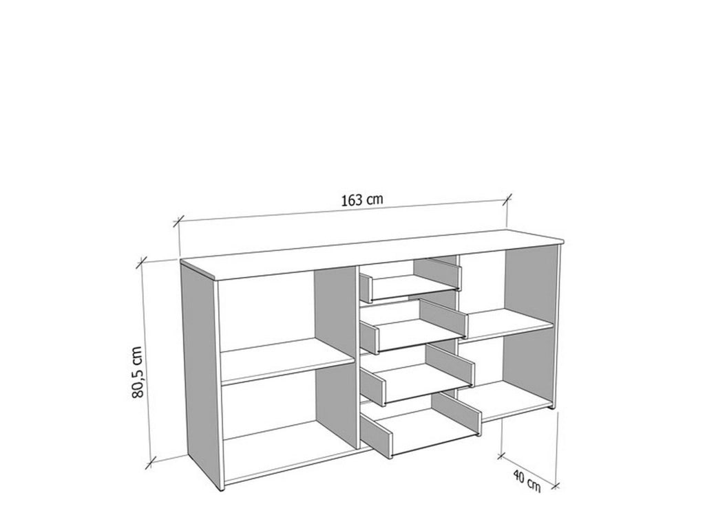 Madia Maropati, Credenza 2 Ripiani, 163x40x80.5h cm Bianco