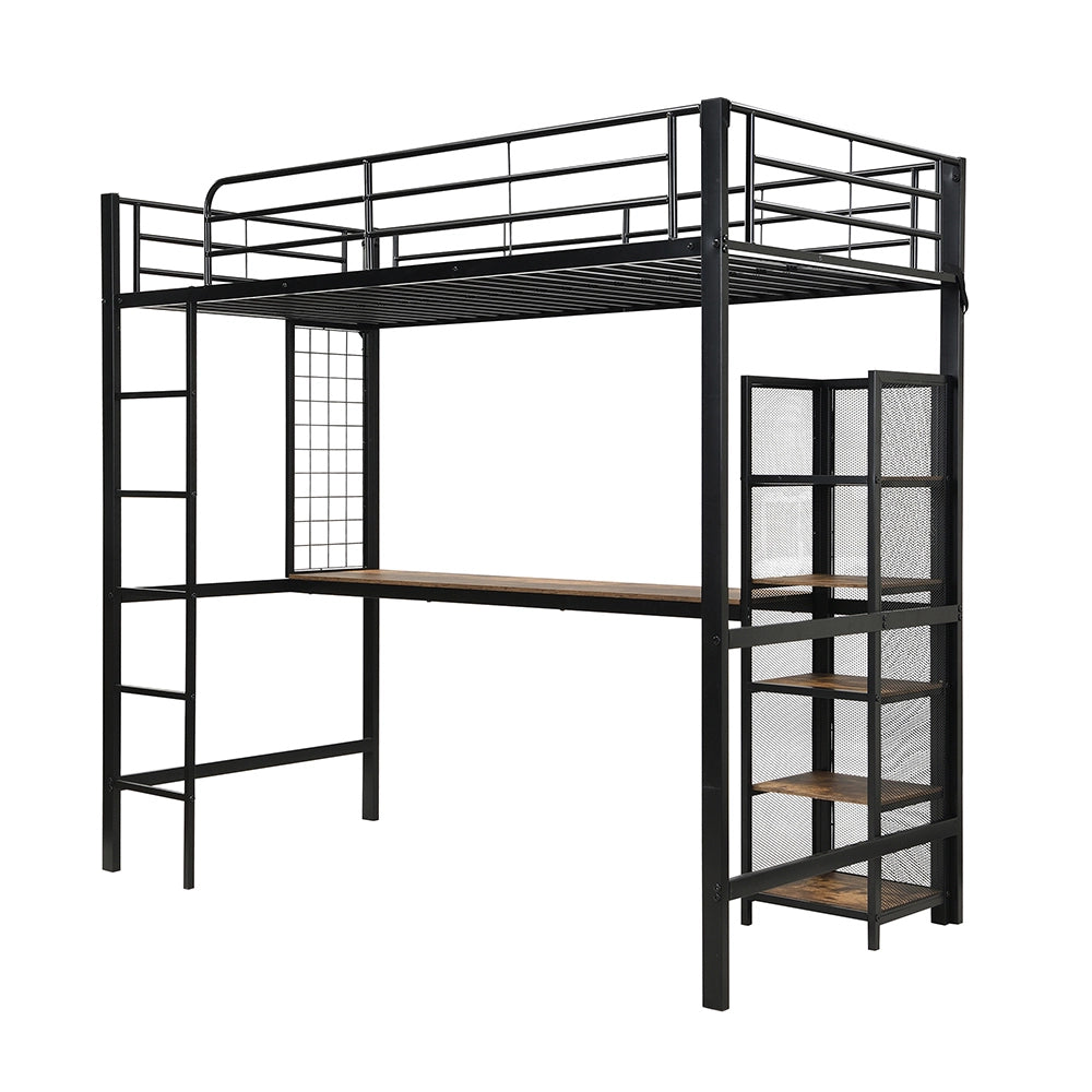 Letto a soppalco - Xylo - 90x200 cm scrivania metallo legno