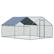 Easycomfort Pollaio per Galline da Esterno in Metallo con Copertura in Tessuto Oxford, 300x400x195 cm, Argento