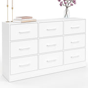 Cassettiera in tessuto a 9 cassetti UPPAH 113 cm mobile contenitore in legno bianco