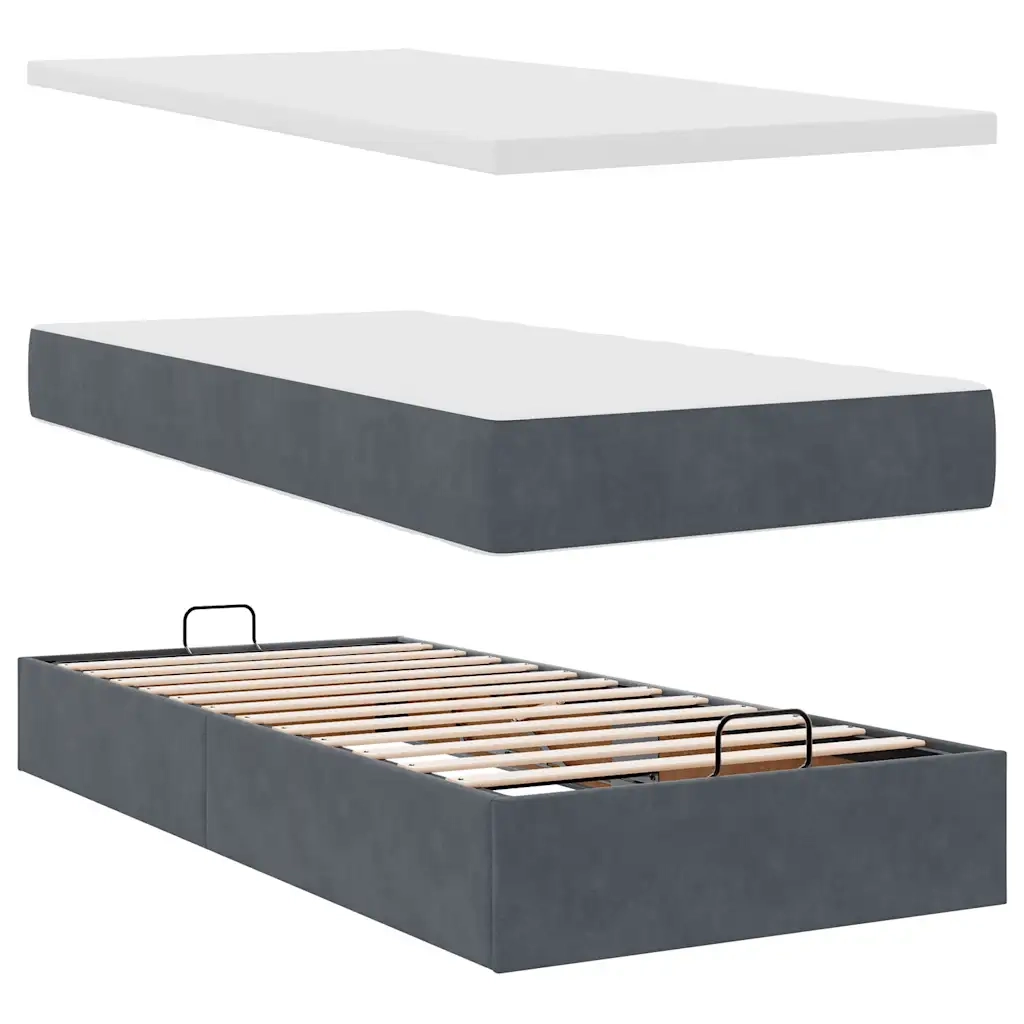 Struttura Letto Pouf con Materasso 90x200 cm in Velluto 3311160