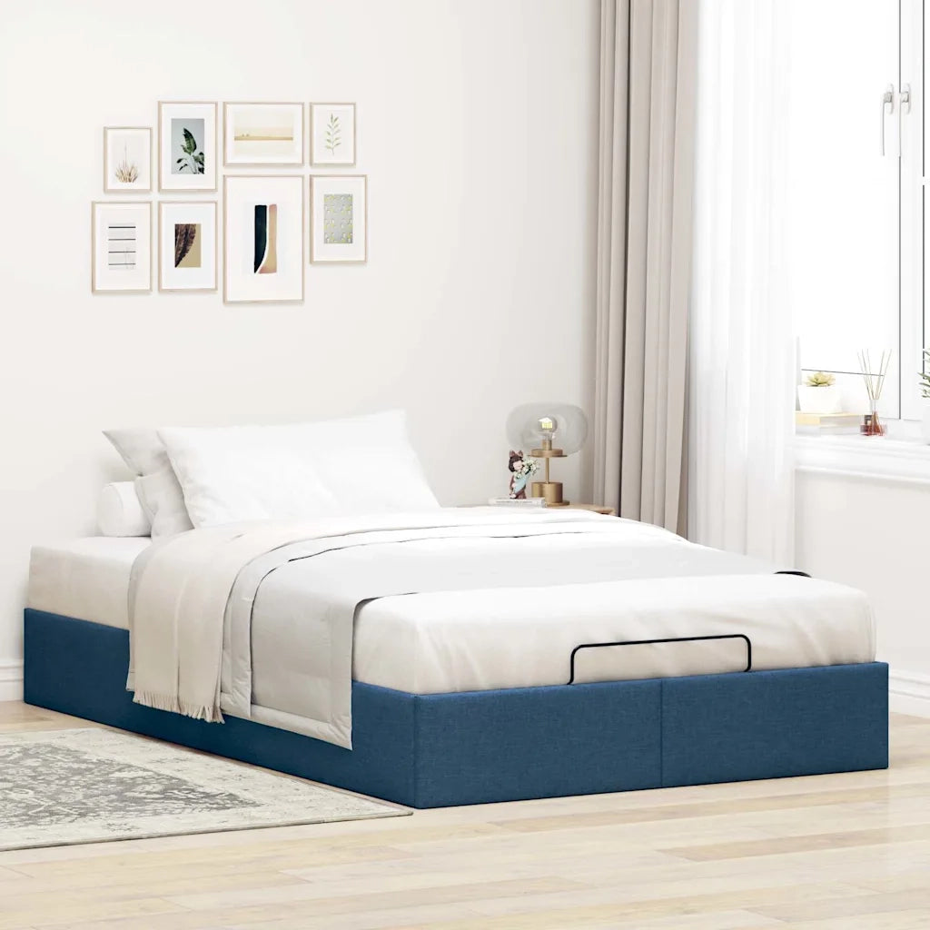 Struttura Letto Pouf senza Materasso Blu 120x200 cm in Tessuto