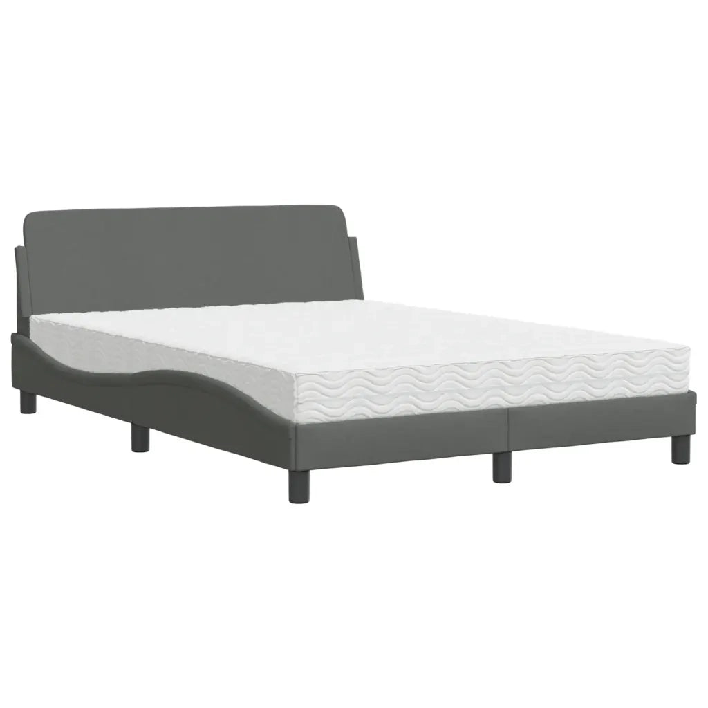 Letto matrimoniale | Letto per adulti | Letto con Materasso Dover Grigio Scuro 140x190 cm Tessuto