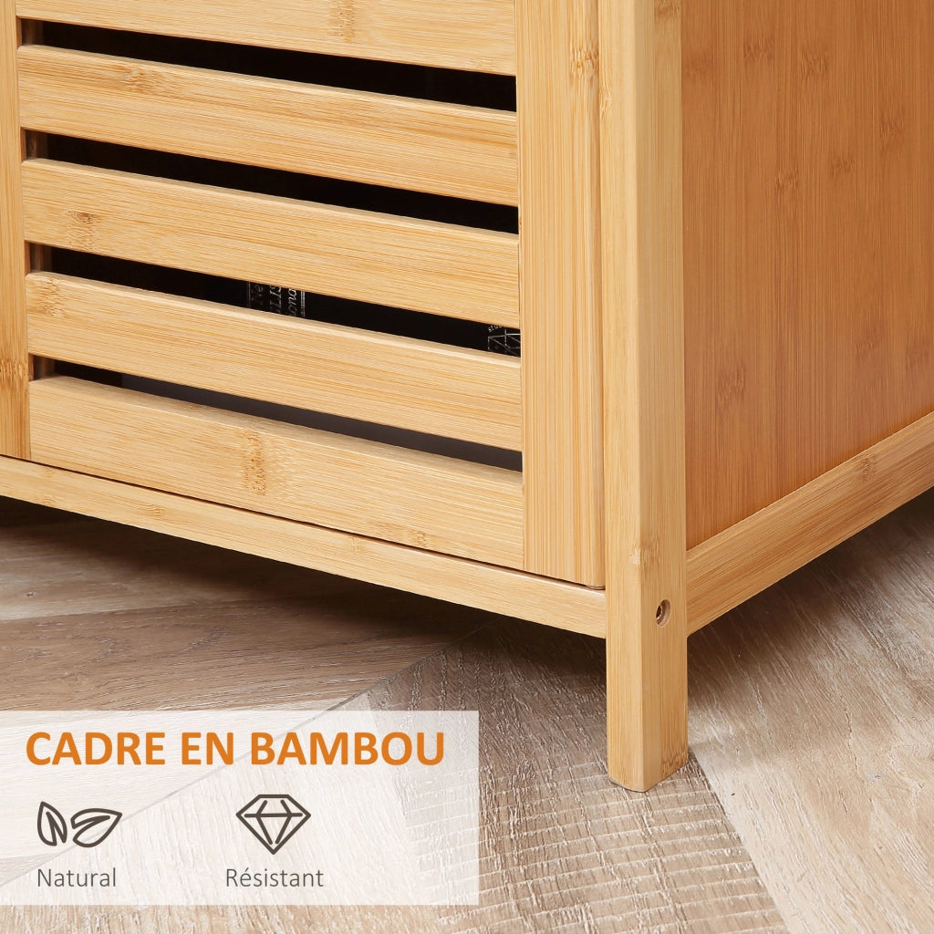 Credenza con ante a giorno e ripiani in bamb¨´ ¨C zephmum ¨C naturale 100x35x82