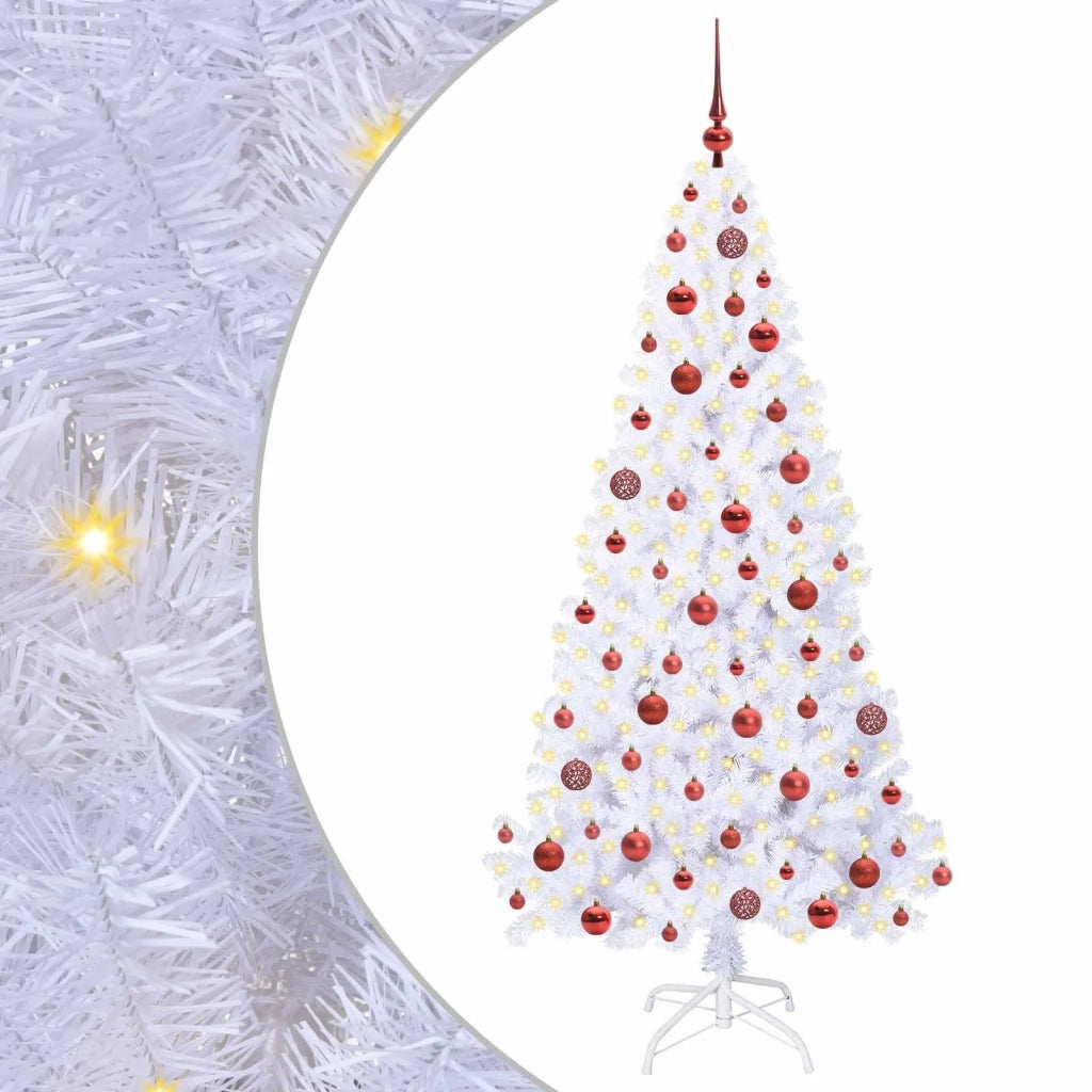 Albero di Natale Artificiale-Albero Natalizio Bianco 180 cm PVC e Acciaio 722494