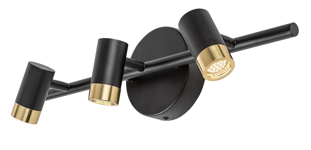 Applique barra industriale nero oro 3 spot LED 9W Rabalux Kadir