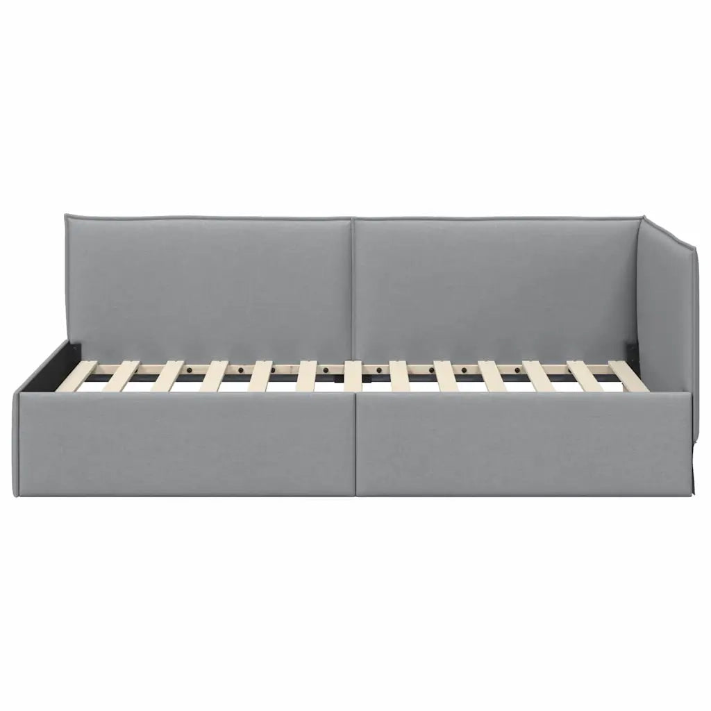 Cornice del letto ad angolo Grigio chiaro 100 x 200 cm Tessuto