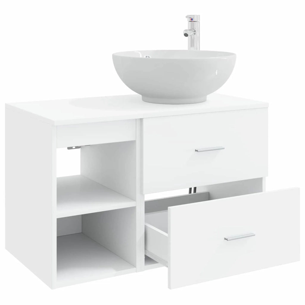 Set di mobili per il bagno 2 pcs Bianco Legno ingegnerizzato 3403912
