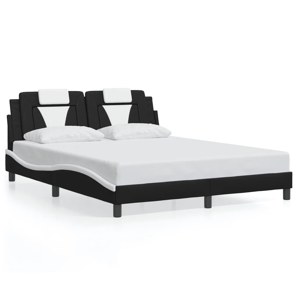 Giroletto Viana con LED senza Materasso-Struttura Letto Nero e Bianco 160x200 cm