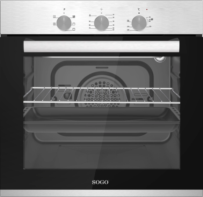 Forno elettrico da incasso 60 litri, 2000W, 5 funzioni cottura con convezione, controlli meccanici - SOGO