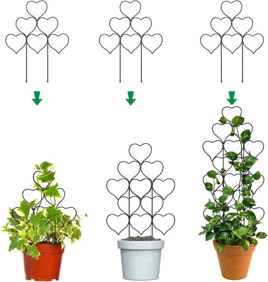Sostegno per piante da interni ed esterni, 3 sezioni metallico sistema di sostegno per piante in vaso, supporto per fiori, piante rampicanti, decorazione di interni DIY