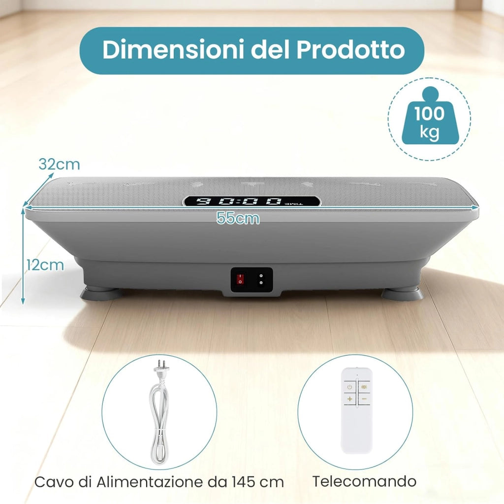 Pedana Vibrante per Casa, Piattaforma Fitness Oscillante con 10 Livelli di Velocità, Modalità Sensore di Gravità e Display LED, Pedana Oscillante per Gambe, Glutei e Addome