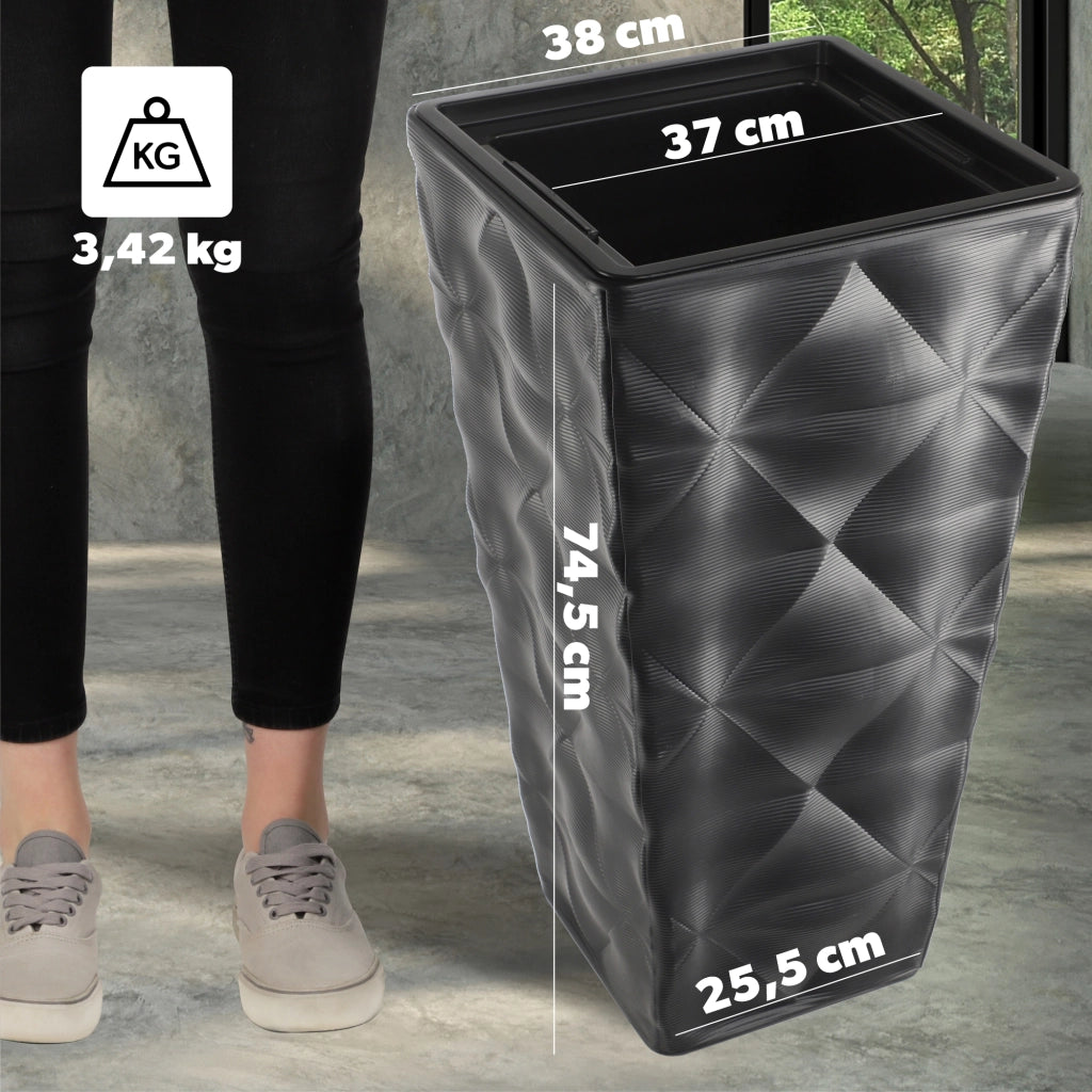 Vaso da giardino KADAX con inserto per fiori, terrazza alta, 75 cm, antracite