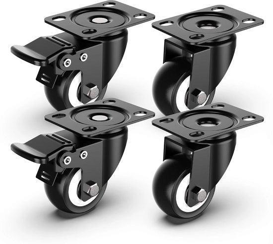 Ruote da mobiliere 50 mm con freno di sicurezza, set di 4 ruote pesanti (2 con freno e 2 senza) con un carico massimo di 250 kg