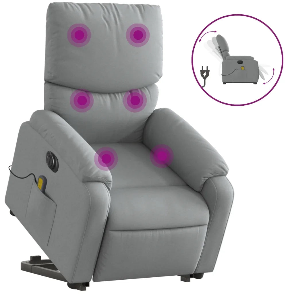 Poltrona Alzapersona Massaggi Elettrica Grigio Chiaro Tessutocod mxl 109259