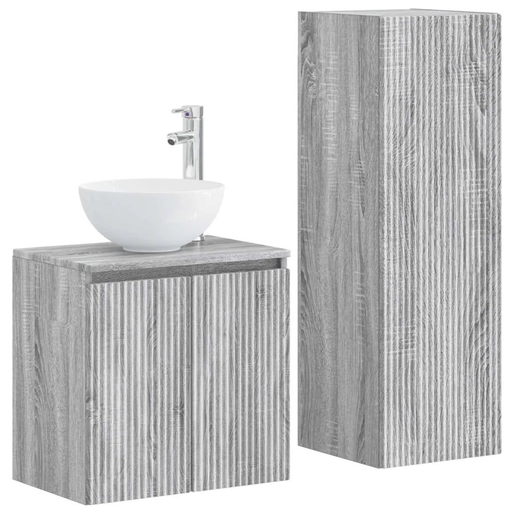 Set di mobili per il bagno 2 pz Sonoma grigio 3406119