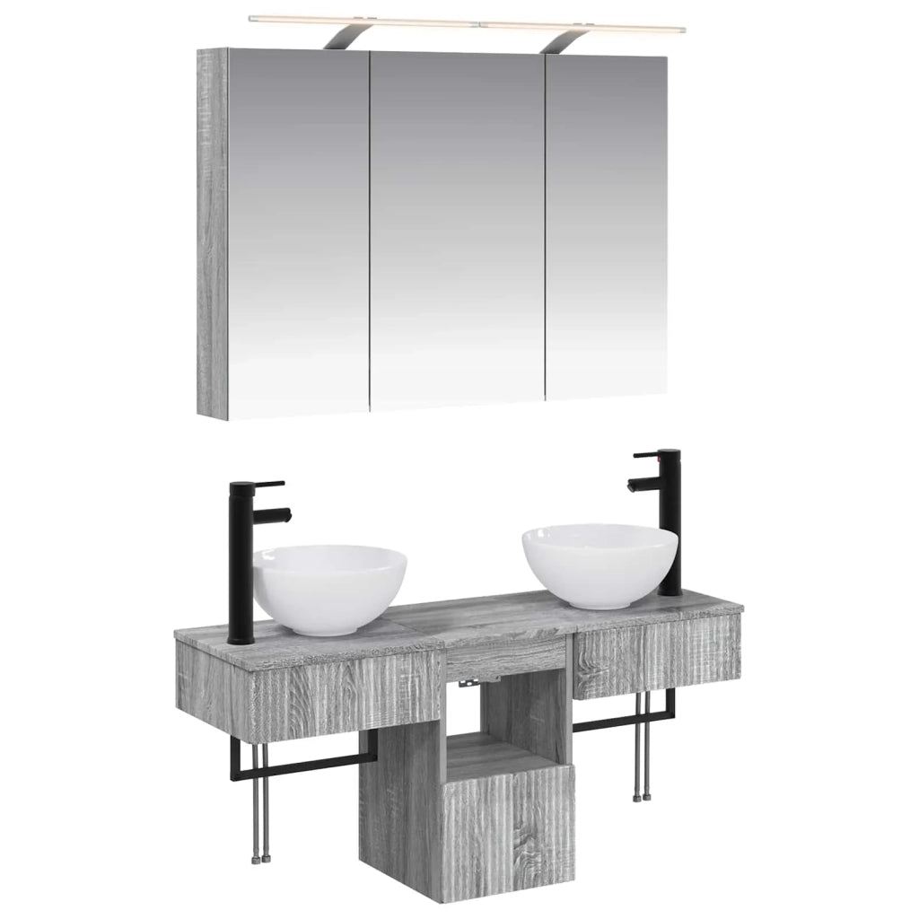 Set di Armadi da Bagno 4 pcs Sonoma grigio 100 x 14,5 x 70 cm 3406260