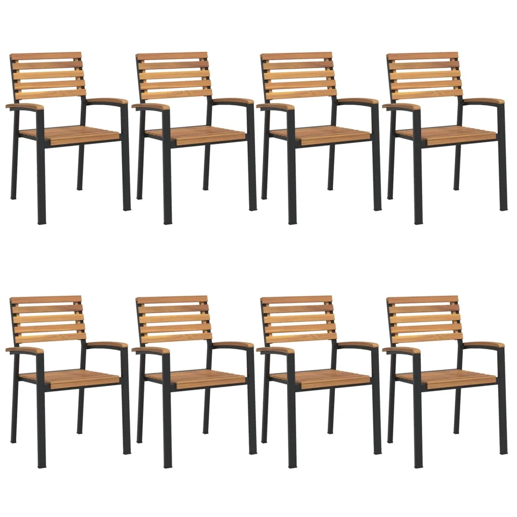 Sedie Giardino Impilabili 8 pz Legno Massello Acacia e Metallo 3155427