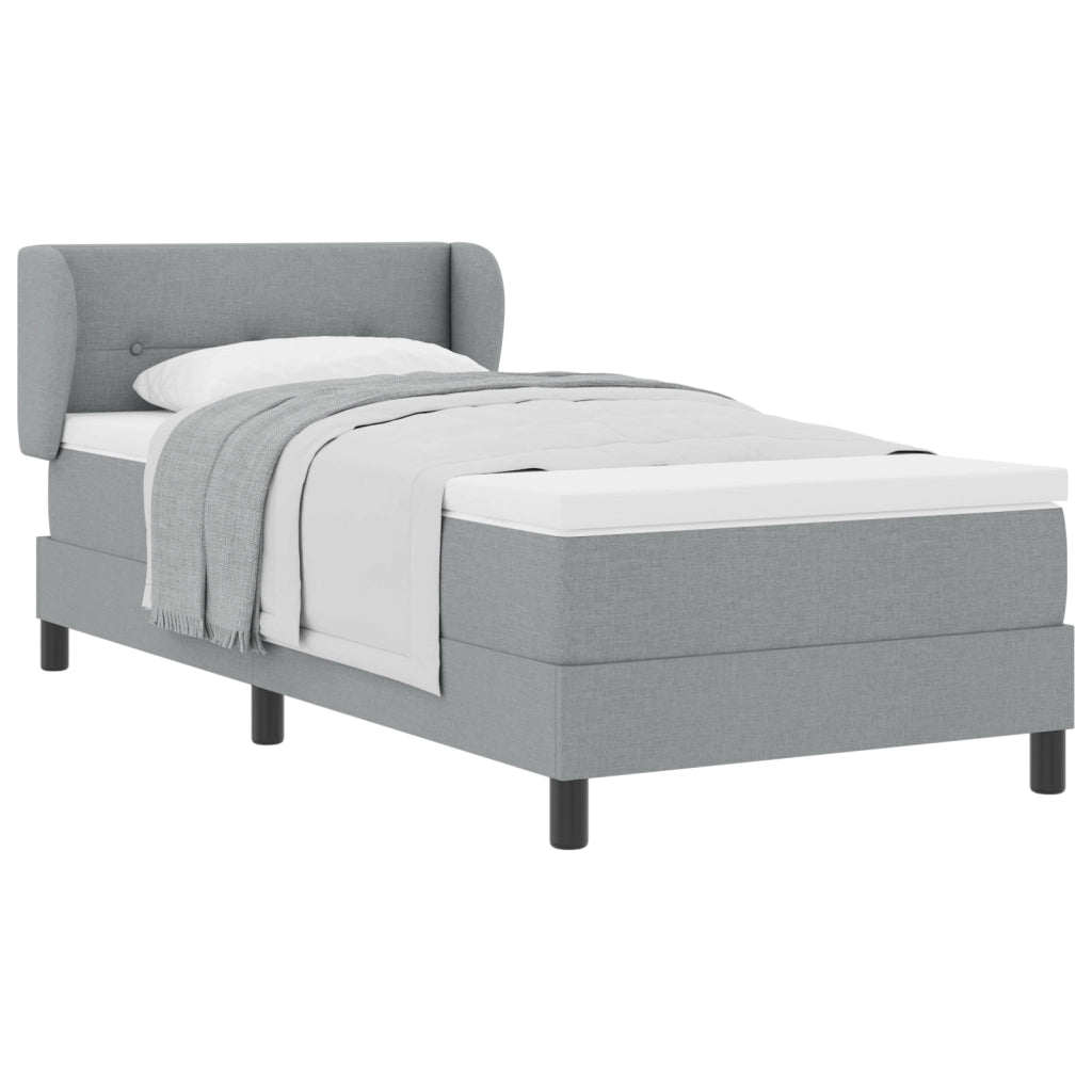 Letto Box Spring con Materasso Grigio Chiaro 90x190 cm Tessuto