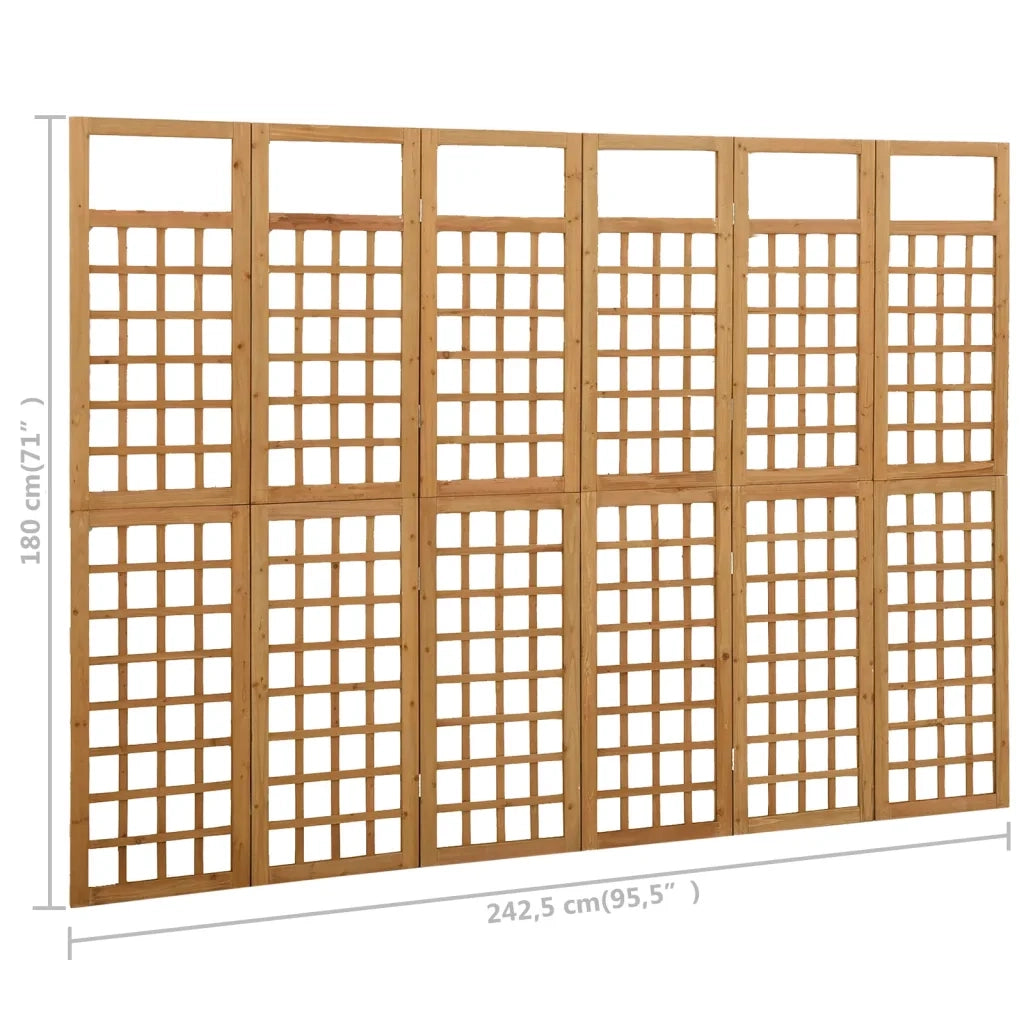 Divisorio Ambienti | Divider per stanze | Paravento a 6 Pannelli in Legno Massello di Abete 242,5x180 cm