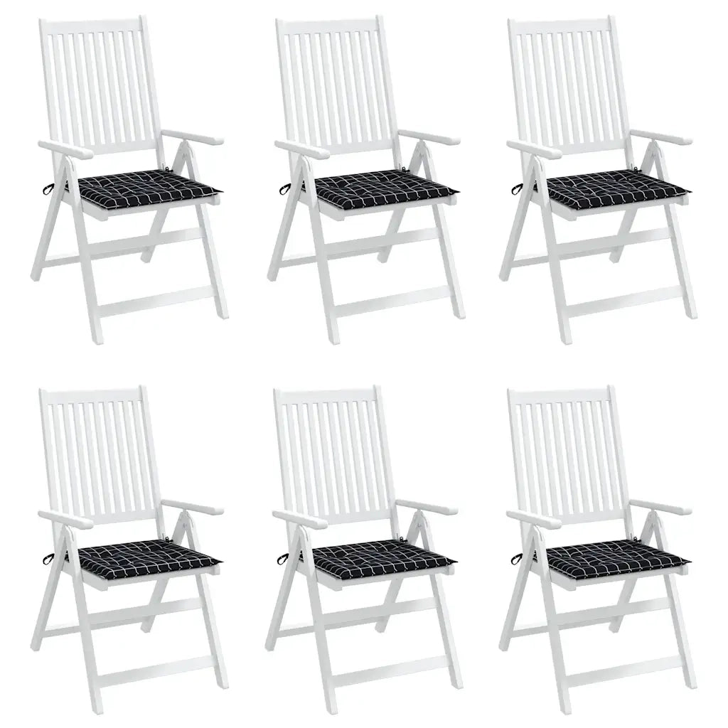 Cuscini Sedia 6 pz Motivo a Quadri Nero 40x40x4 cm in Tessuto 361016