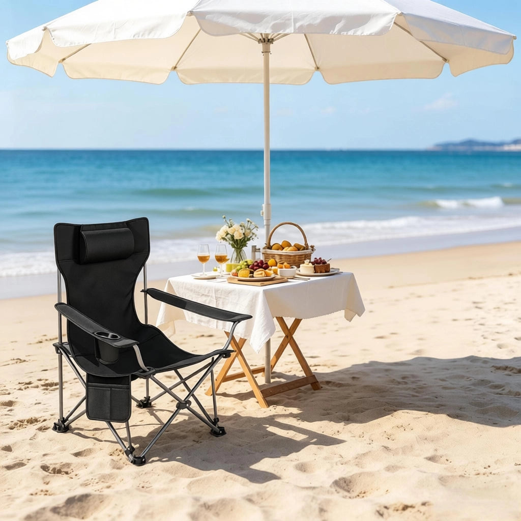 SEDIA PIEGHEVOLE RECLINABILE 115x84x88,5 cm Nera