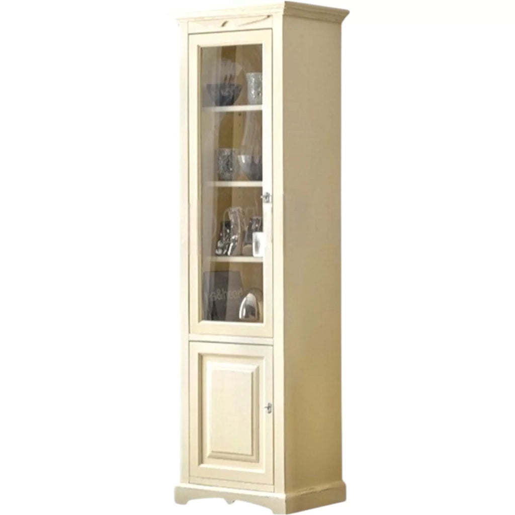 Vetrina colonna arte povera 2 ante legno bianco anticato 68x47x220 - Mobili 2G