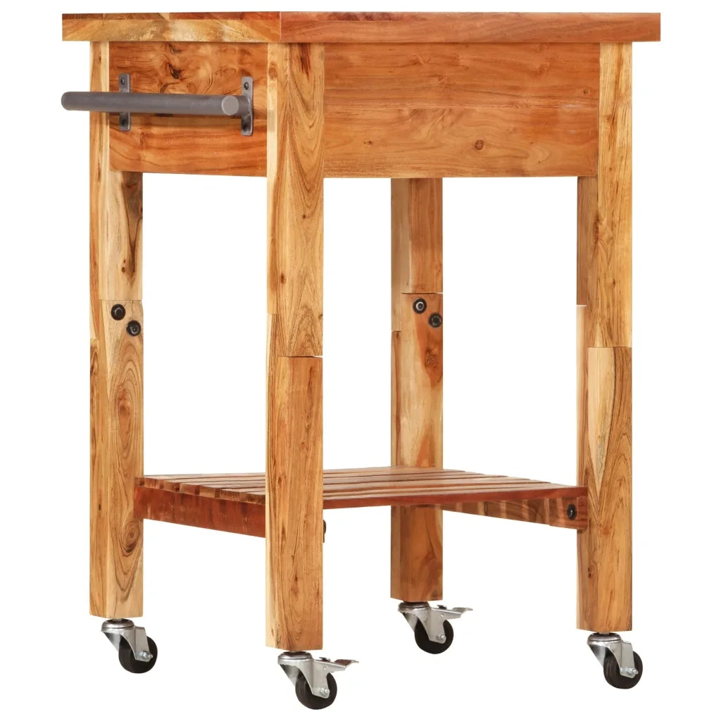 Carrello da Cucina-Scaffale per Cucina 55x55x89 cm in Legno Massello di Acacia