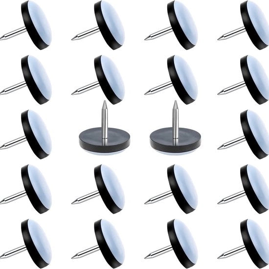 20 pezzi di supporti di gomma per mobili Ronde protezioni per pavimenti in legno, tavoli, sedie e letti (30 mm) - nero - 30mm