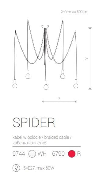 Lampadario a sospensione Nowodvorski Spider bianco 5xE27 9744