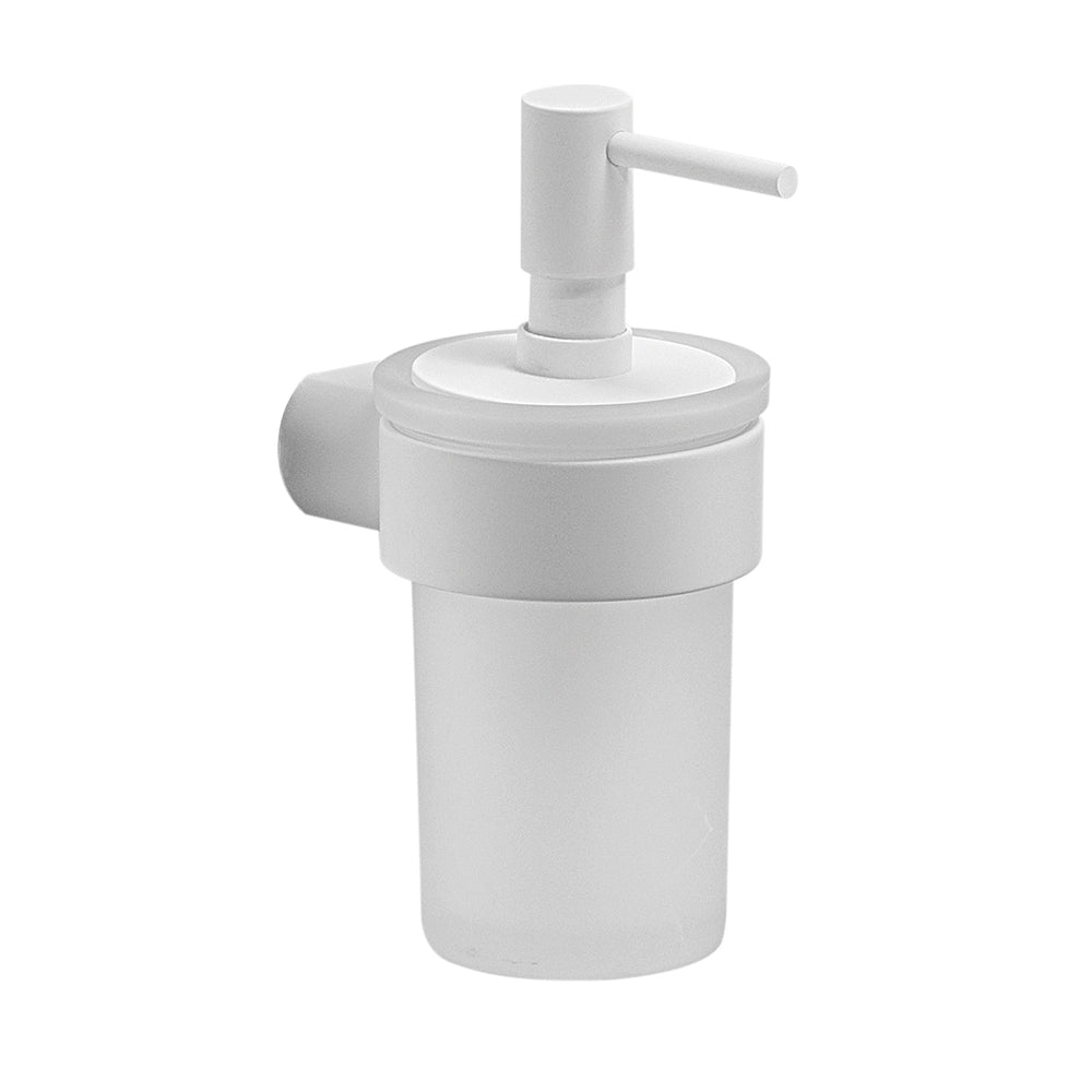 Dispenser dosasapone a muro Gedy in vetro satinato e ottone bianco | Pirenei