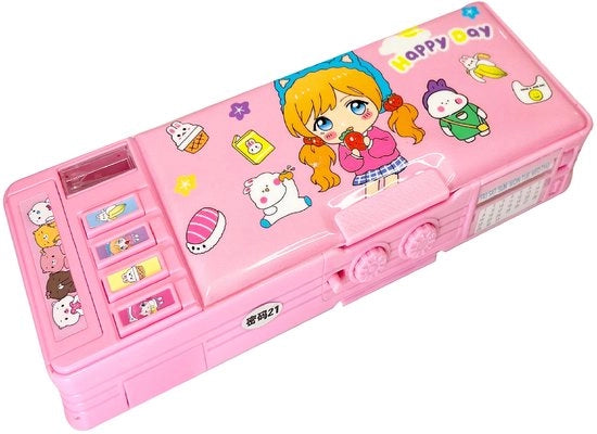 Etui pop-up multifunzionale per bambini, organizzatore di penne e matite con whiteboard, agenda e puntaspilli.