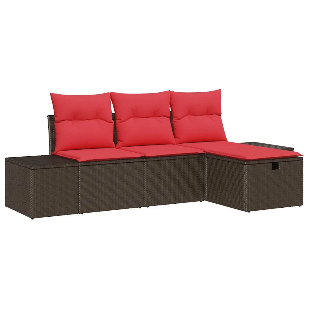 Set Divano da Giardino con cuscino 4 pz | Set Salotto da Giardino polyrattan