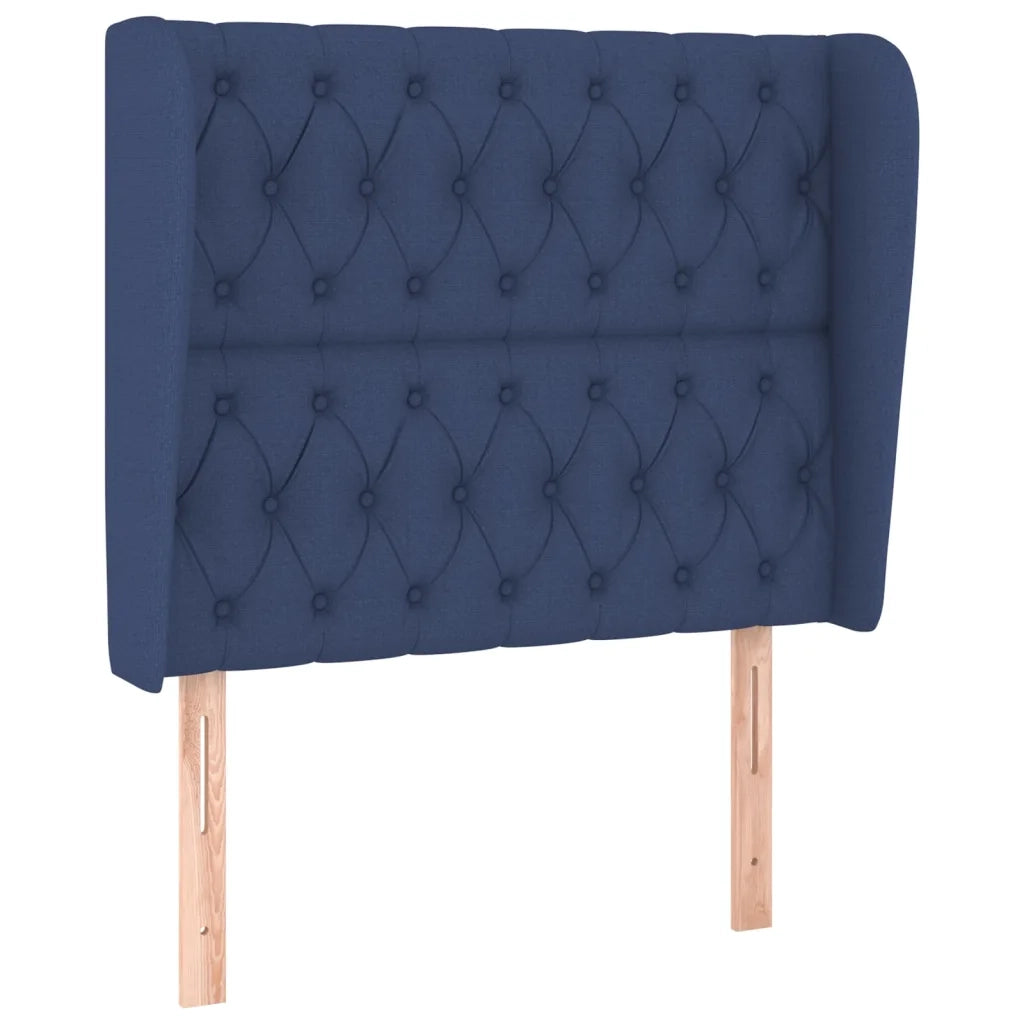 Testiera ad Orecchio-Testata con Orecchie Blu 93x23x118/128 cm in Tessuto 999783
