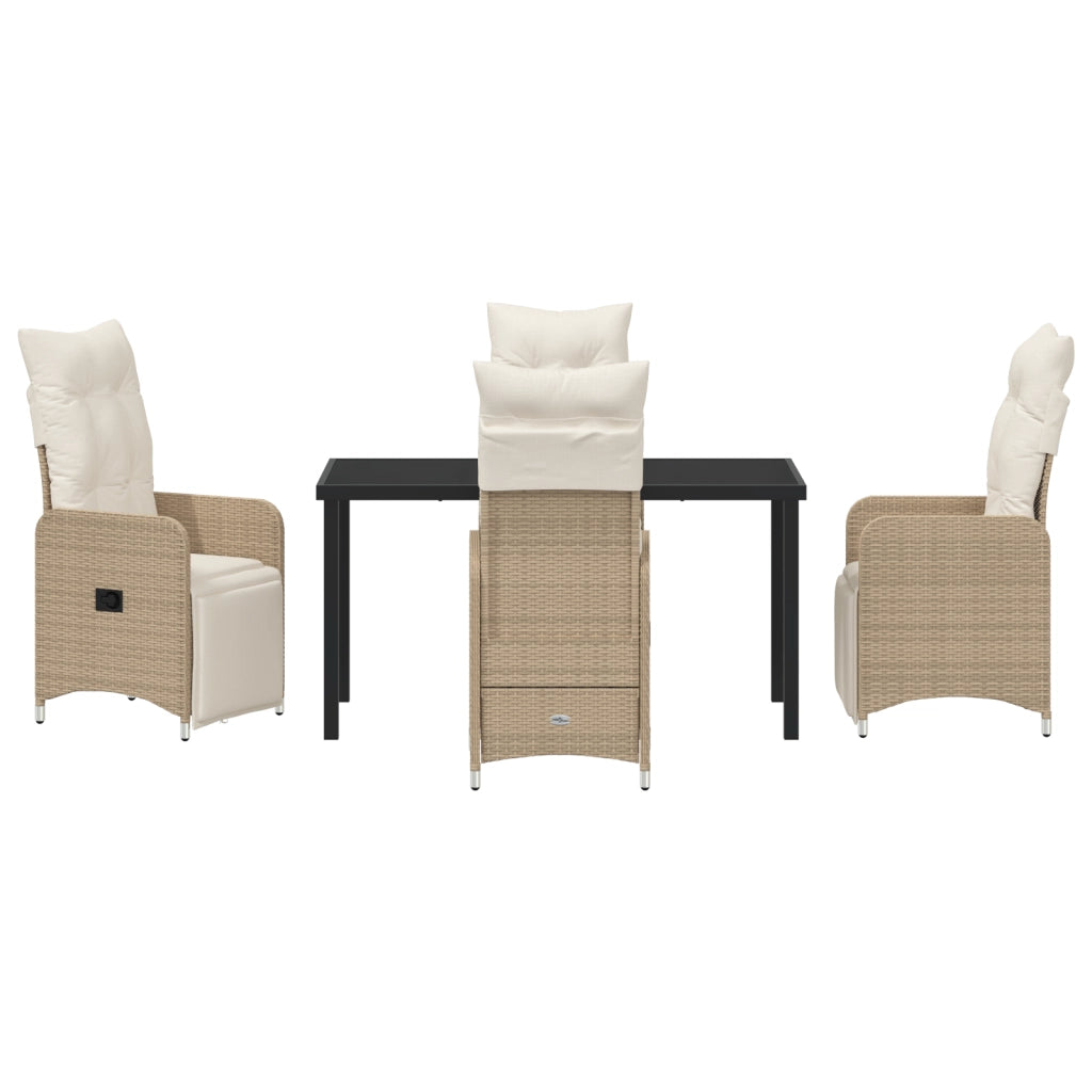 Set da Pranzo da Giardino 5 Pezzi con Cuscini Beige in Polyrattan