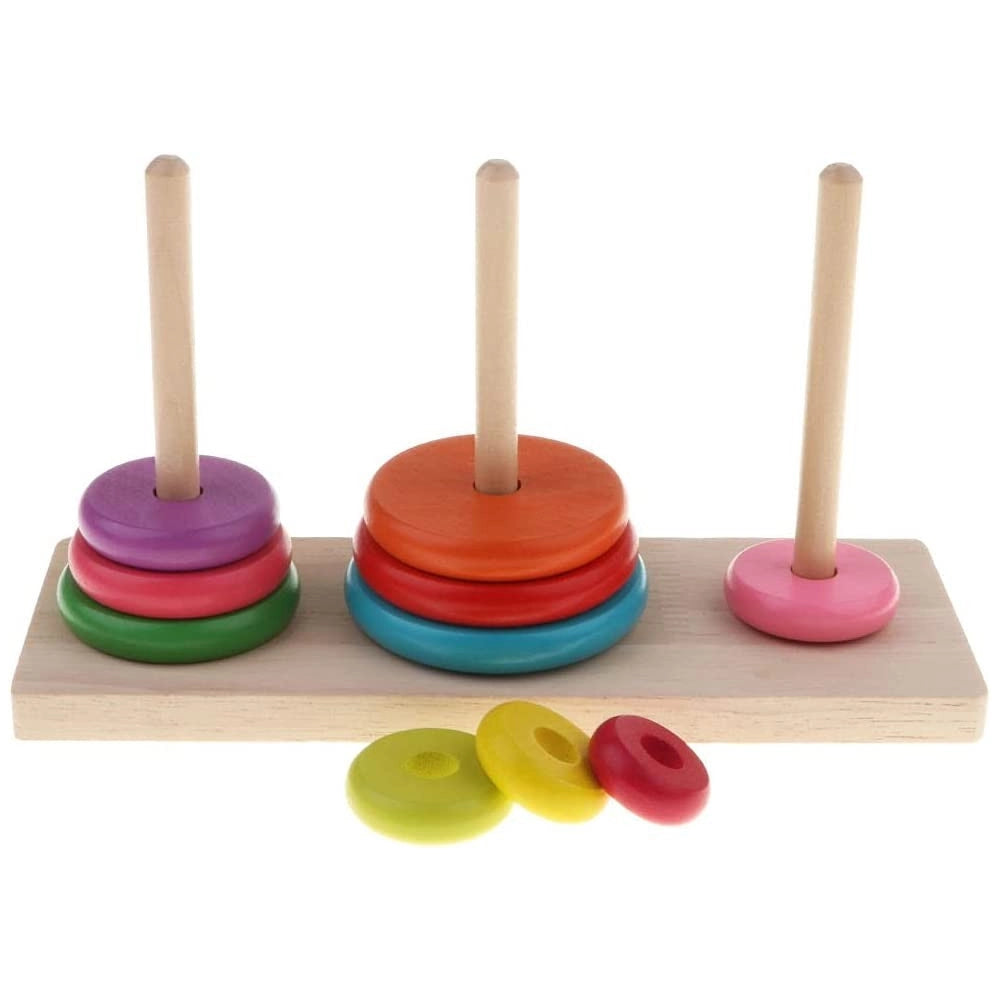 Trade Shop - Torre Di Hanoi Giocattolo Per Bambini Impilatore Blocchi Legno Gioco Educativo -